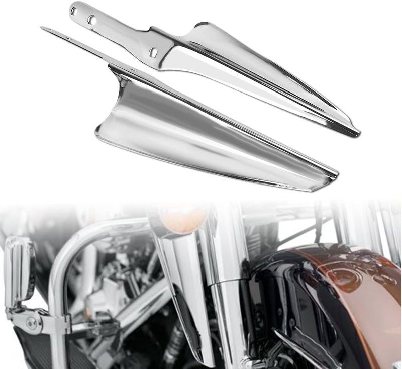 CARGLETRUE Motorcycle Front Fork Mount Wind Deflectors Windshield Fit for Harley Touring Road King Street Glide Electra Glide 1995-2023 CVO, Front Fork Mount Fit for Touring FLHT FLHR FLHX 1995-2023 Chrome - Image 1
